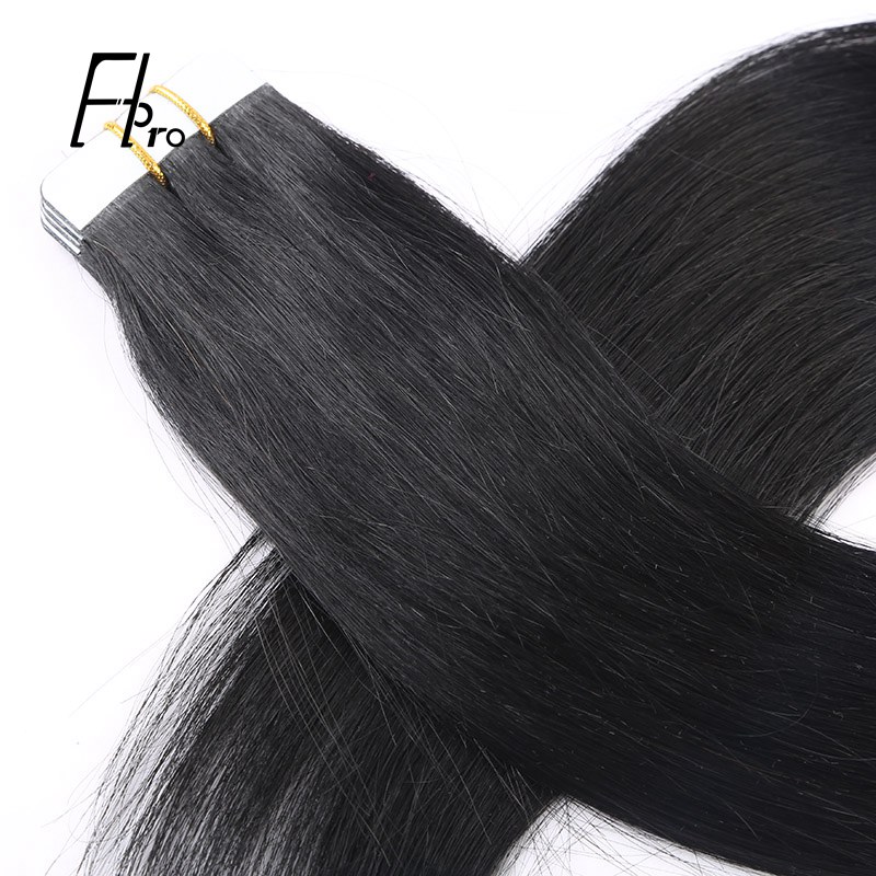 Premium Virgin Hair 1# Tape Hair Extensions Straight 18 inches